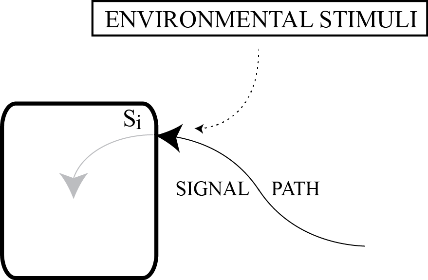 Receiver This is similar to the previous diagram, except that the arrows point towards the rectangle, which is the receiver of the information. A receiver is defined as an entity that absorbs both a signal and some noise from its environment.